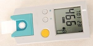 Diabetes patient measuring glucose level blood test diabetes